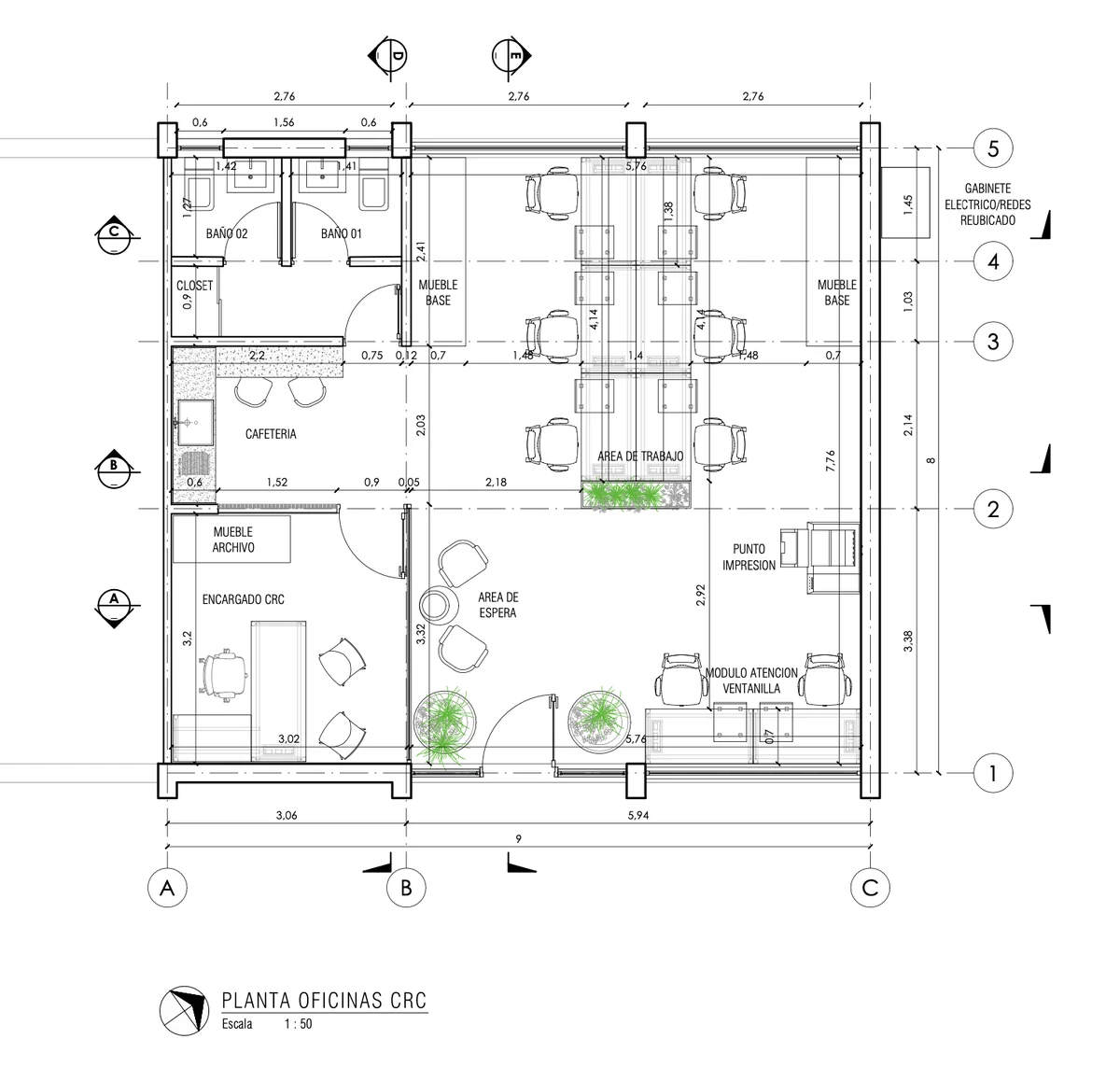 Planta del proyecto Oficinas CRC